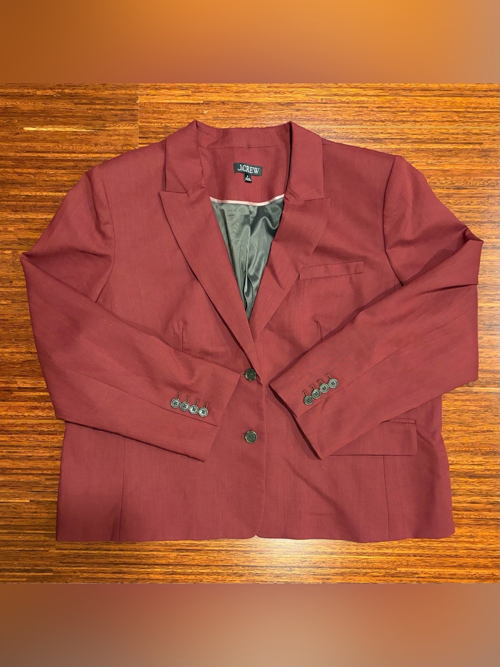 J.Crew x Mario Bellucci Size 20 Burgundy Italian Wool Power Blazer Jacket
